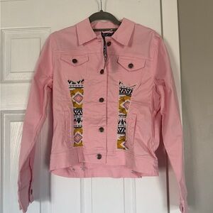 Lasolas Boutique Baby Pink Aztec Print Lightweight Jacket NWT
